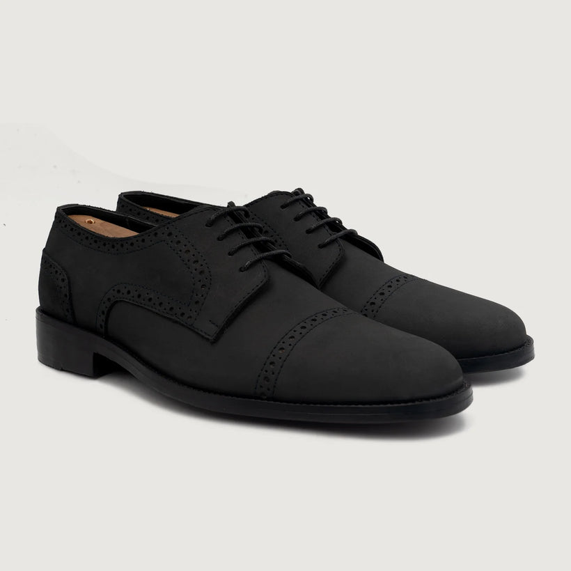 Dirk Brogues Derby Musta Nubuck Leather Shoes Miehille
