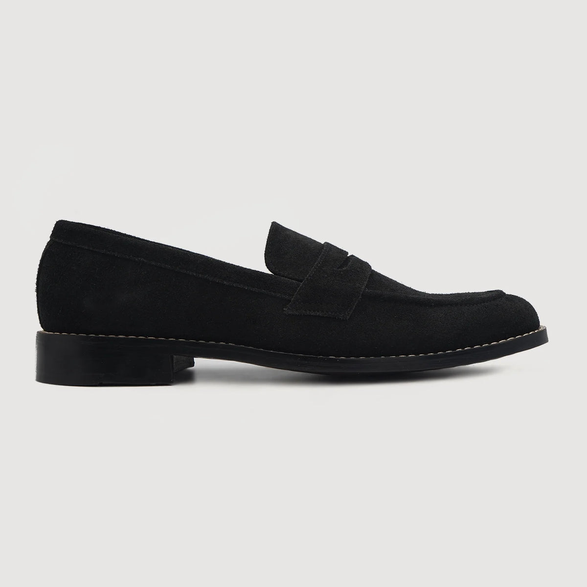 Black Goatskin Suede Leather Loafers - Goodyear welt -rakenne ja kärkiosa