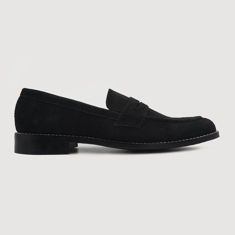 Baxton Musta Suede Leather Loafers Miehille