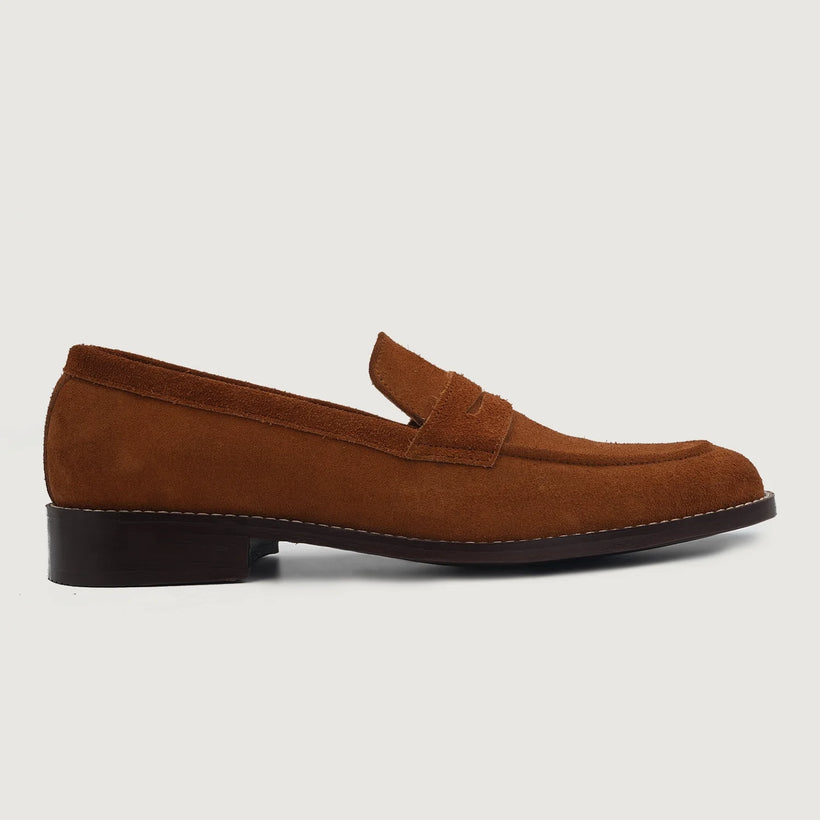Baxton Ruskea Suede Leather Loafers Miehille