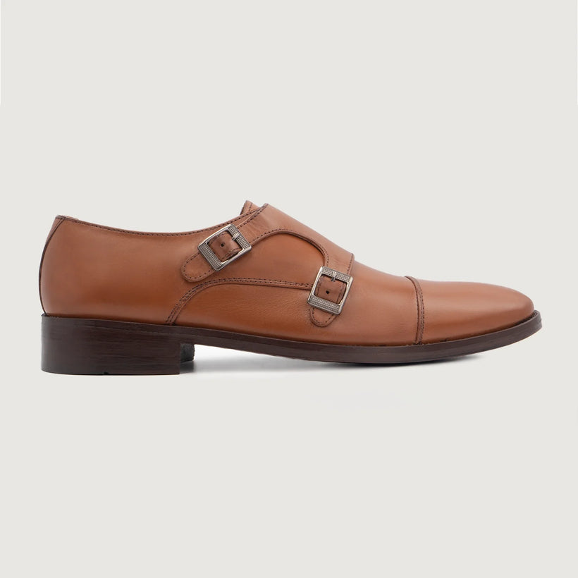 Boston Double Monk Strap Vaaleanruskea Leather Shoes Miehille