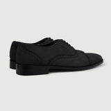 High-Traction Rubber Outsole & Lug Tread Pattern on Greyson Brogues Oxford Black Nubuck Leather Shoes For Men