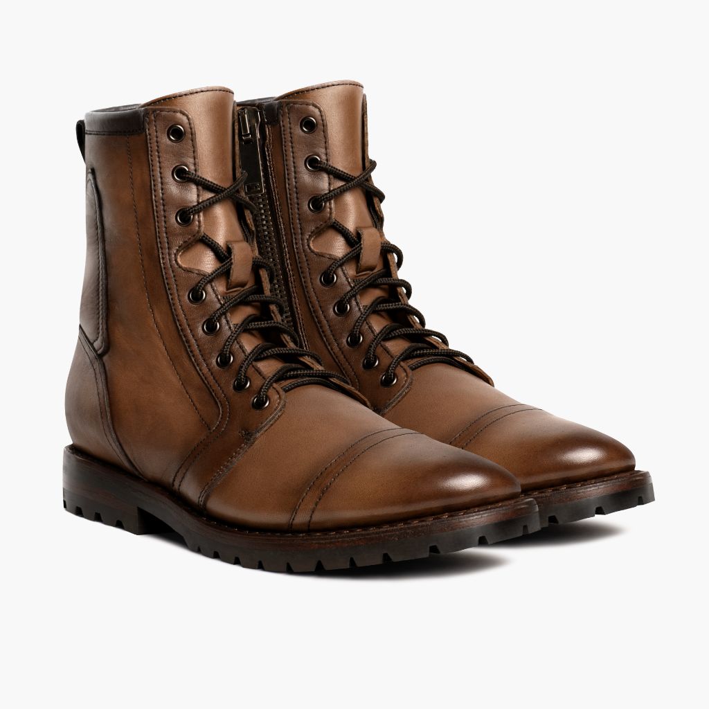 Casa Moto Amber Wheat Nahkasaappaat Miehille in Classic Full-Grain Leather - Edestä ja räätälöity siluetti | Osta verkosta