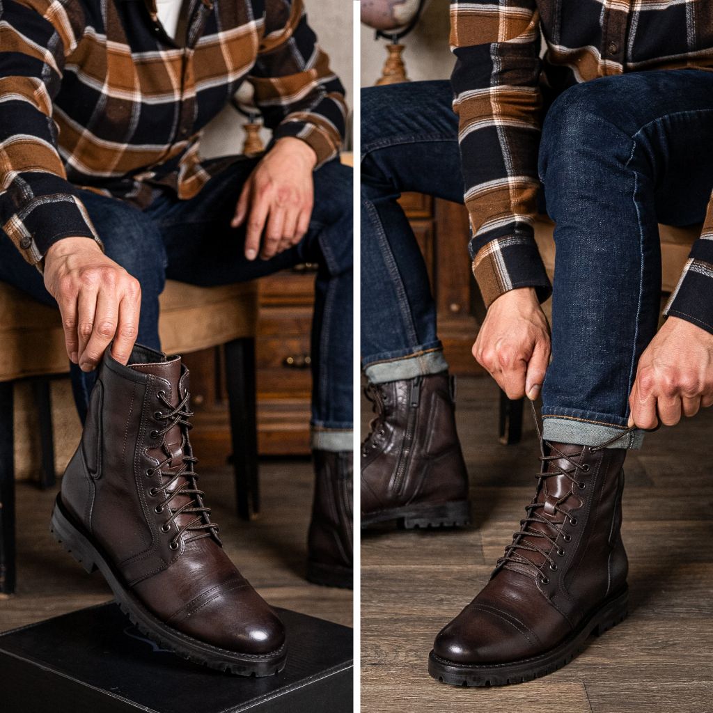 Tailored Rib Cuffs & Hem Craftsmanship Construction Detail on Casa Moto Old English Nahkasaappaat Miehille