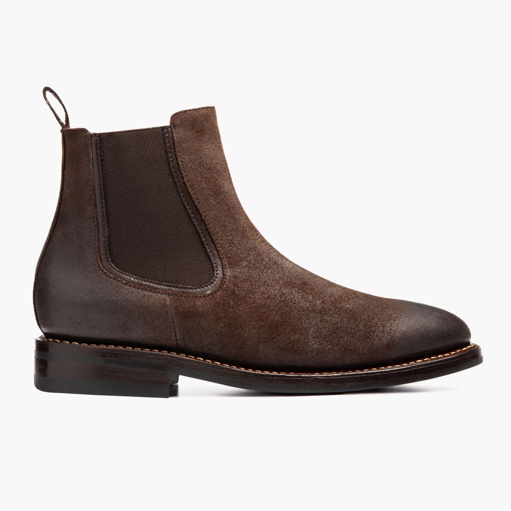 Chocolate Goatskin Suede Leather Boots - Goodyear welt -rakenne ja kärkiosa