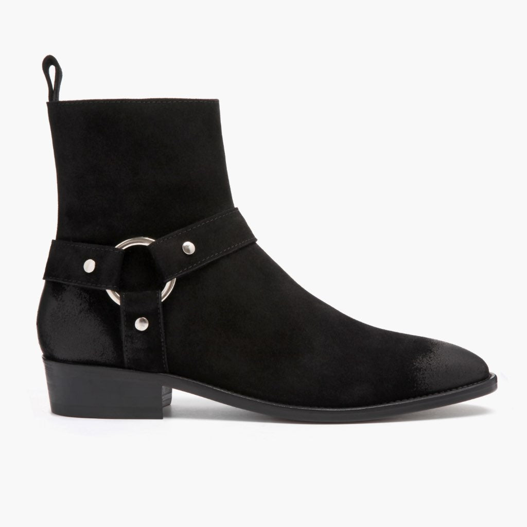 Black Goatskin Suede Leather Boots - Goodyear welt -rakenne ja kärkiosa