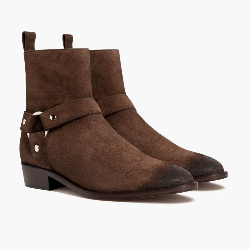 Harness Dark Ruskea Suede Nahkasaappaat Miehille