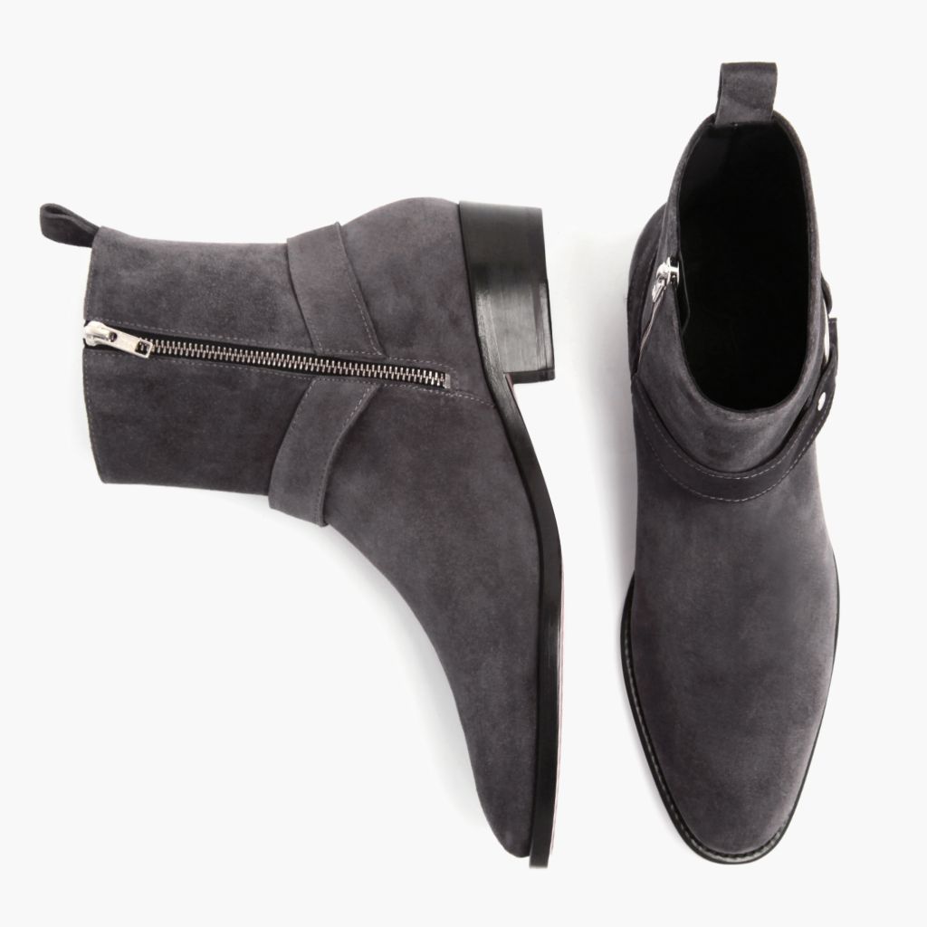 Harness Grey Suede Nahkasaappaat Miehille - Vahvistettu kantapää ja tarkat kaksoisompeleet