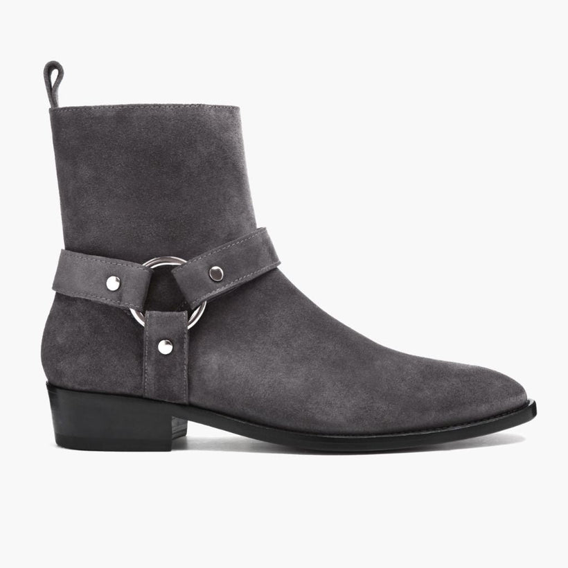 Harness Grey Suede Nahkasaappaat Miehille