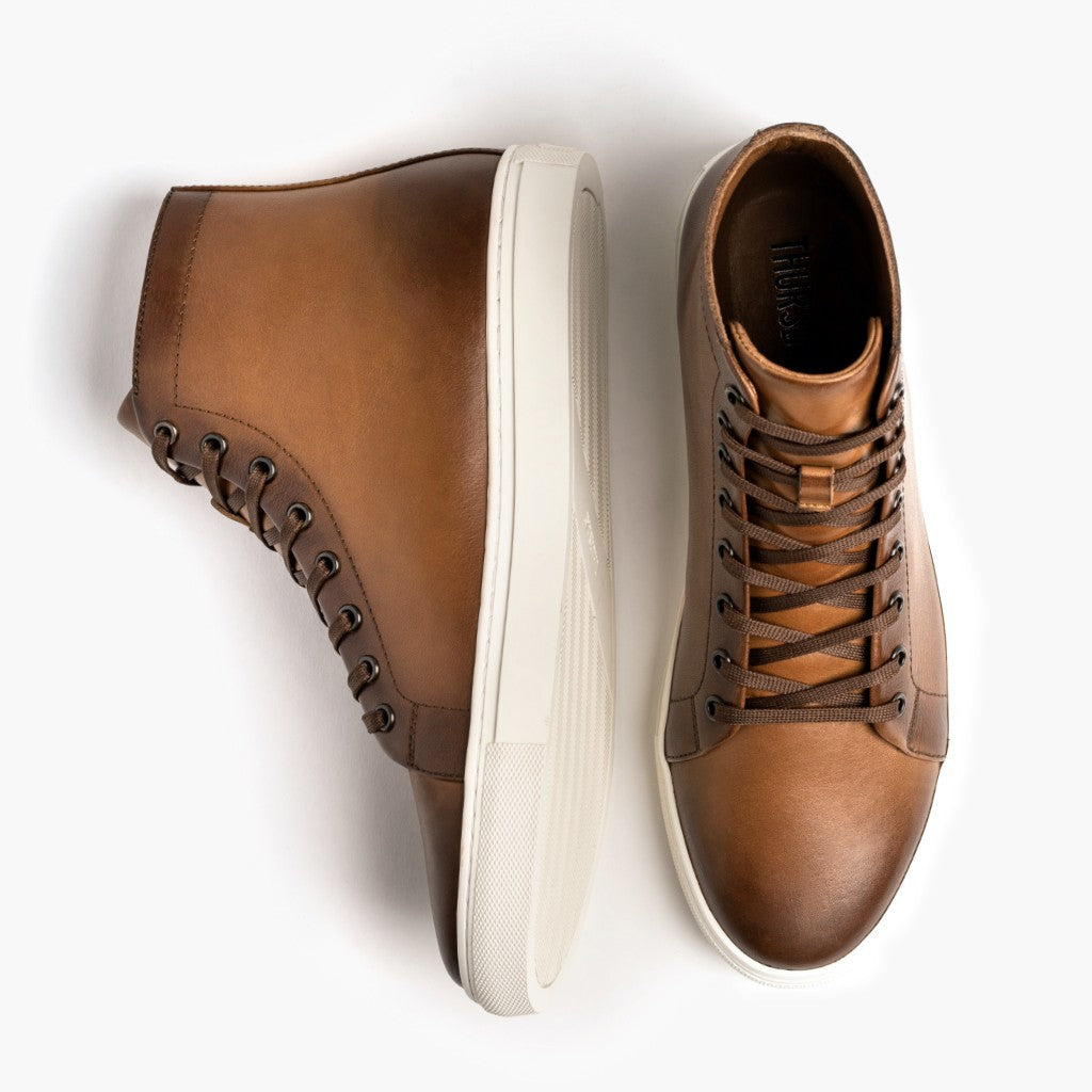 Premier High Top Toffee Nahkatennarit Miehille For Men - Vahvistettu kantapää ja tarkat kaksoisompeleet
