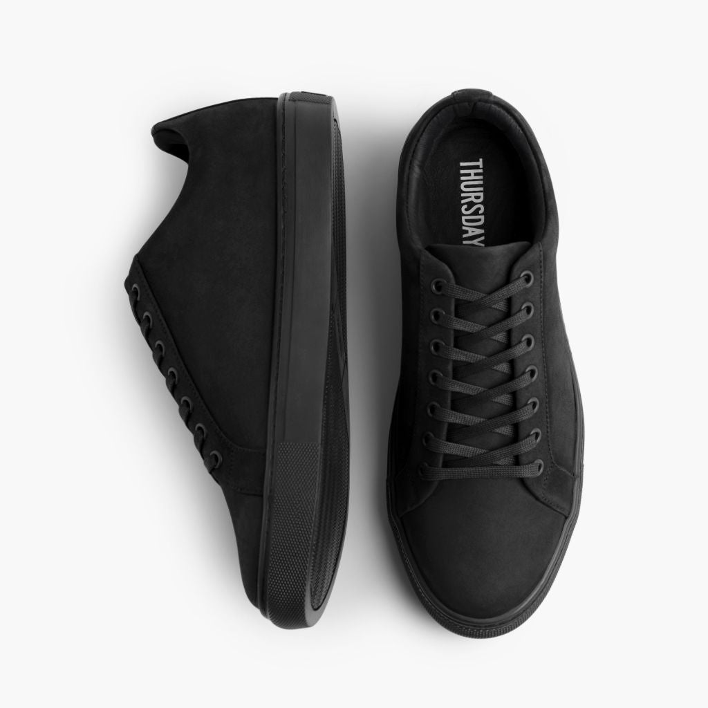 Premier Low Top Musta Matte Nahkatennarit Miehille For Men - Vahvistettu kantapää ja tarkat kaksoisompeleet