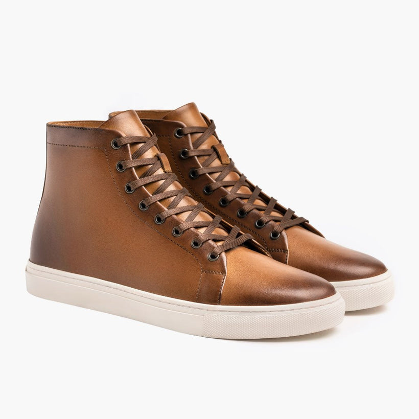 Premier High Top Toffee Leather Sneakers Miehille