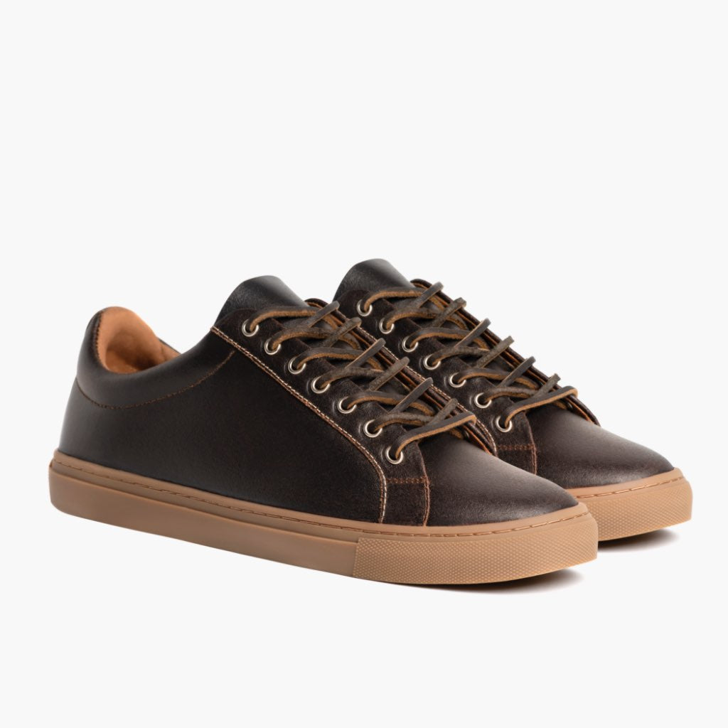 Premier Low Top Cacao Nahkatennarit Miehille For Men in Classic Full-Grain Leather - Sivunäkymä | Osta verkosta