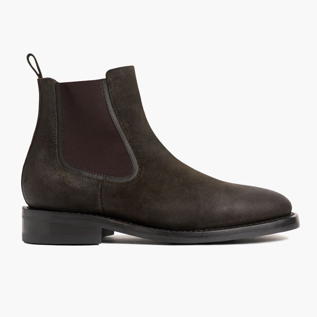 Olive Goatskin Suede Leather Boots - Goodyear welt -rakenne ja kärkiosa