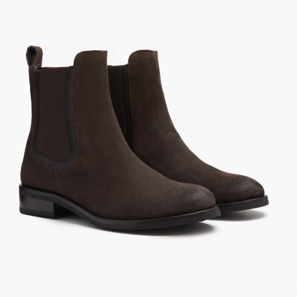 Dark Brown Goatskin Suede Leather Boots - Goodyear welt -rakenne ja kärkiosa