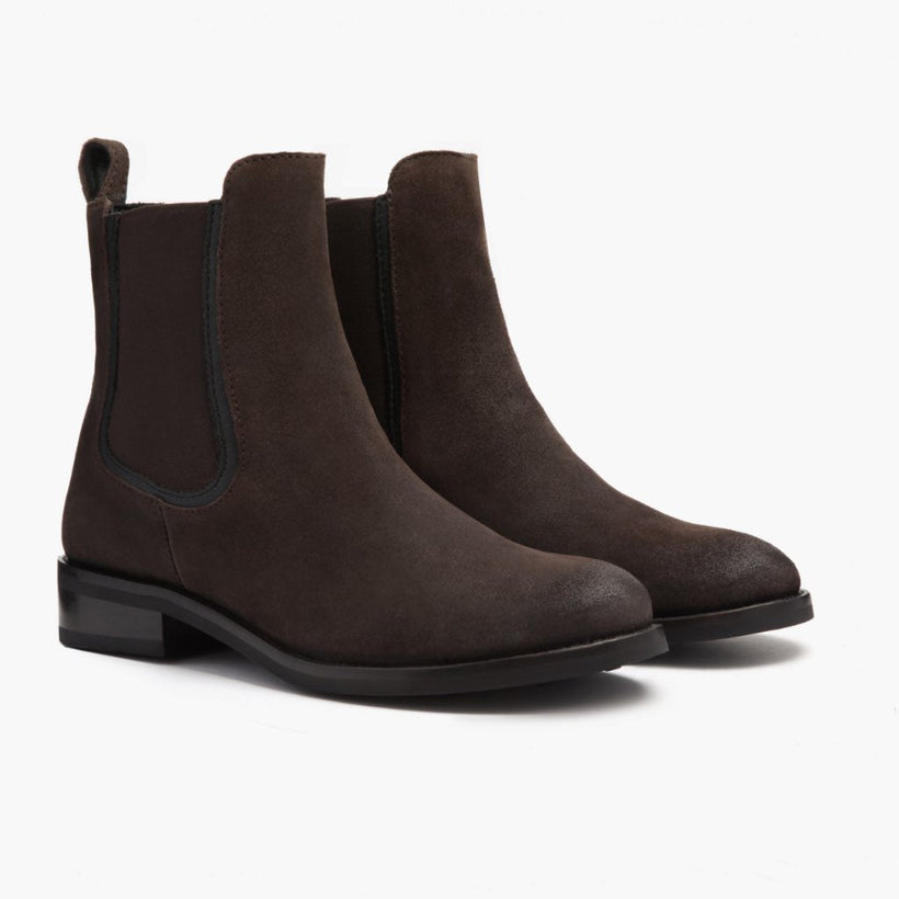 Duchess Dark Ruskea Suede Leather Boots Naisille