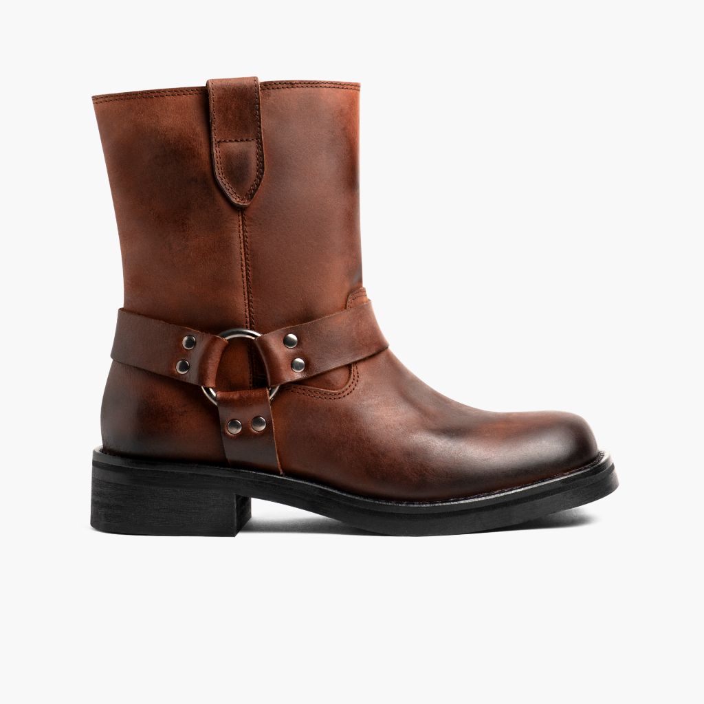 Outlaw Rust Ruskea Nahkasaappaat Naisille in Brown Full-Grain Leather - Sivunäkymä | Osta verkosta