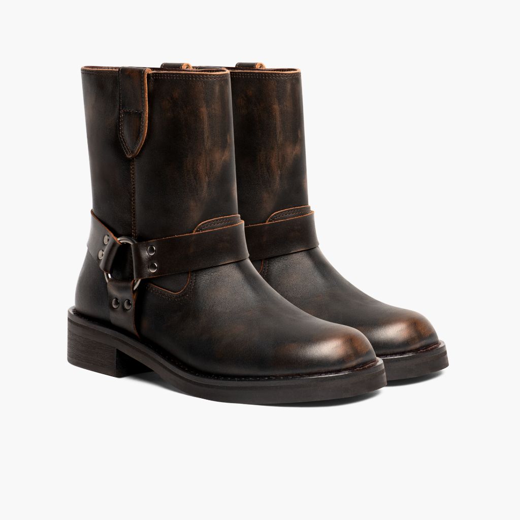 Vintage Brown Full-Grain leather Boots - Goodyear welt -rakenne ja kärkiosa