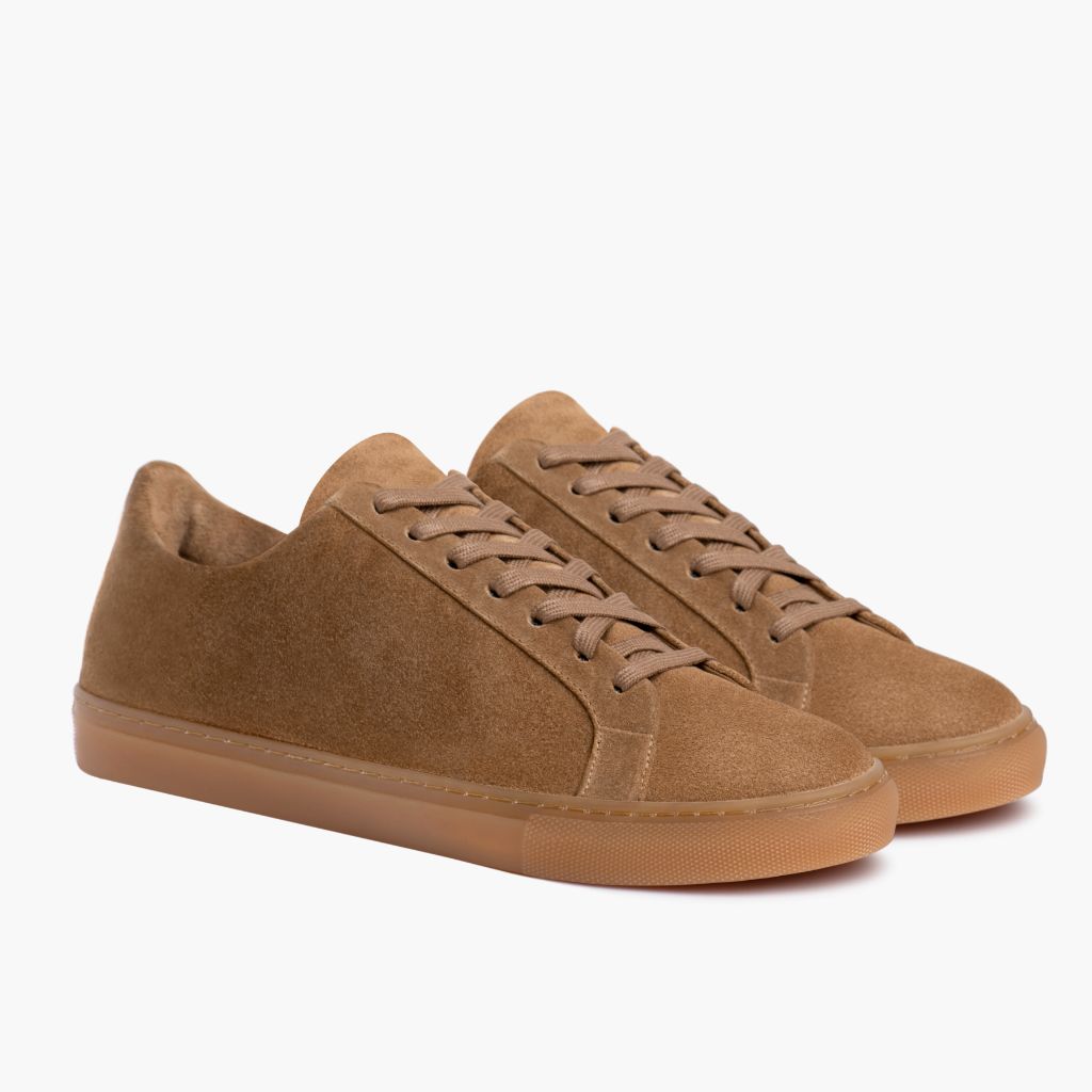 Premier Low Top Camel Nahkatennarit Naisille in Camel Full-Grain Leather - Sivunäkymä | Osta verkosta