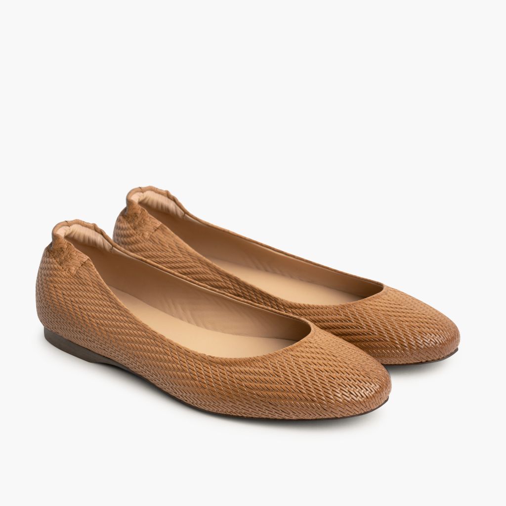 Scrunch Vaaleanruskea Embossed Nahkasaappaat Naisille in Tan Full-Grain Leather - Sivunäkymä | Osta verkosta