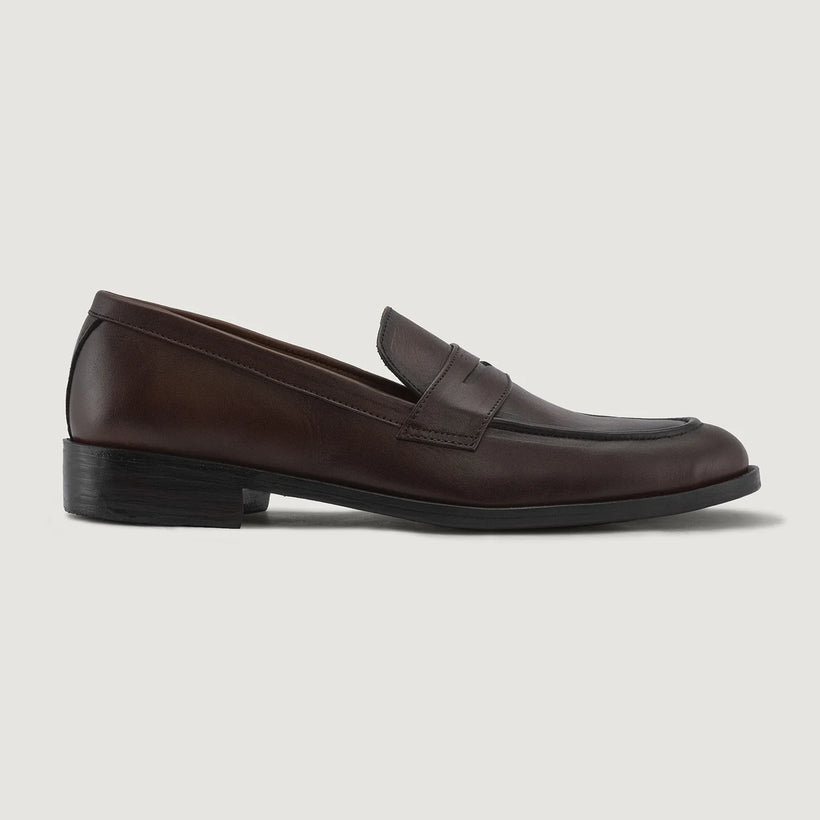 Baxton Burnished Ruskea Leather Loafers Miehille