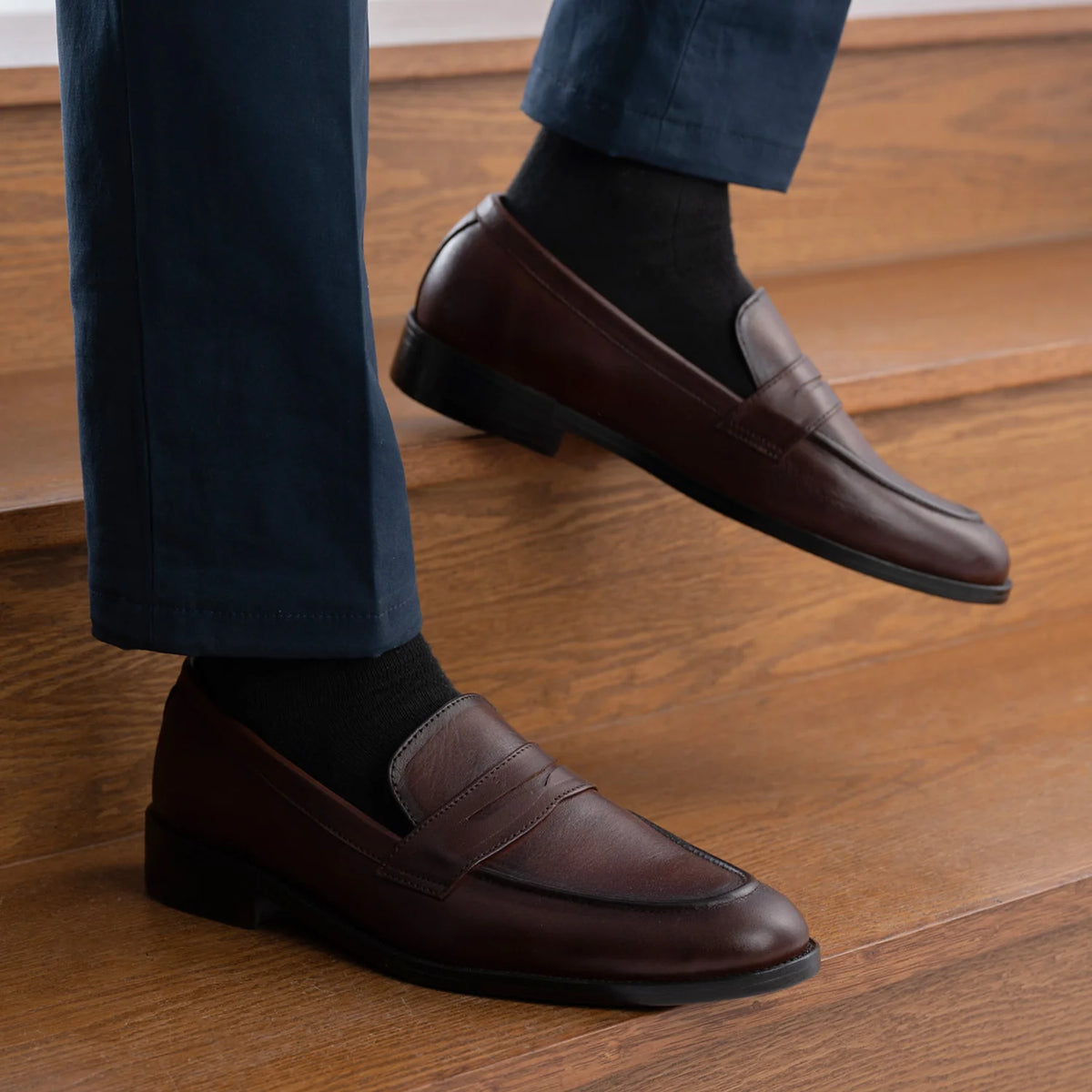 Orlaven Baxton Burnished Ruskea Nahkaloaferit Miehille footwear image 9