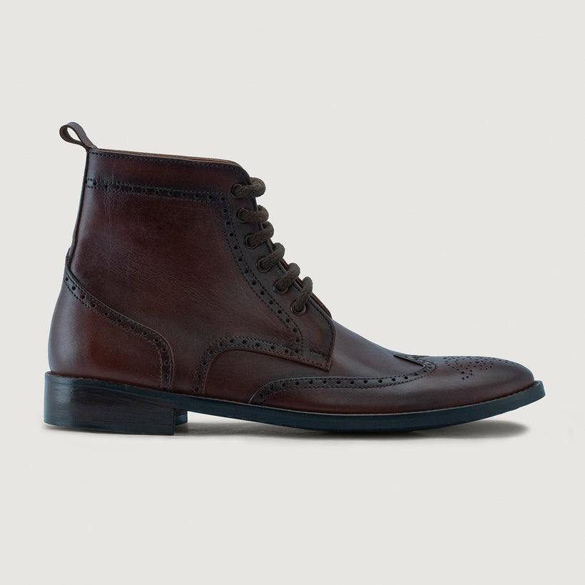 Duster Brogues Derby Ruskea Burnished Leather Boots - StudGuard Miehille