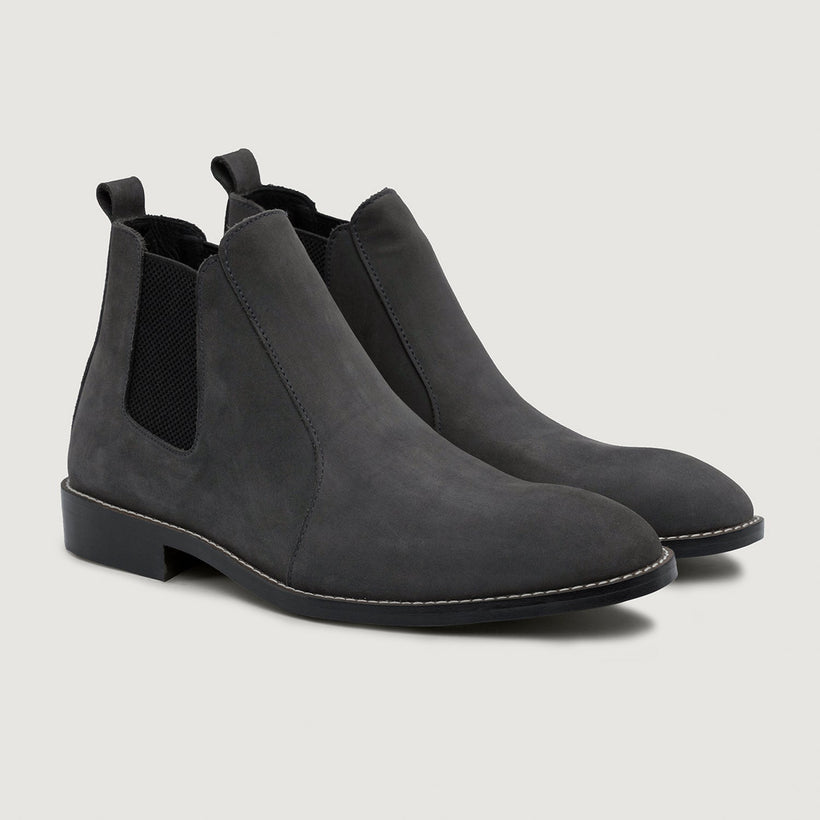 Clarkson Chelsea Grey Nubuck Nahkasaappaat - StudGuard Miehille