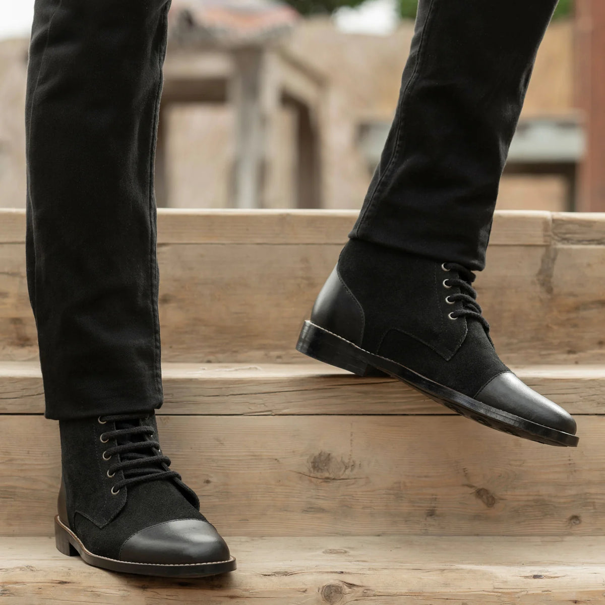 Orlaven Knight Derby Hybrid Musta Nahkasaappaat - StudGuard Miehille footwear image 9
