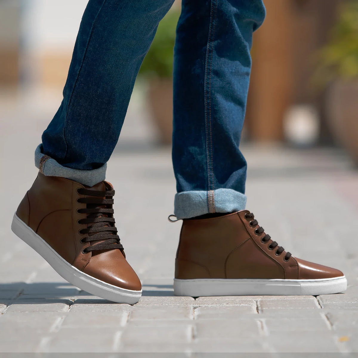 Orlaven Marty High Top Vaaleanruskea Nahkatennarit Miehille footwear image 9