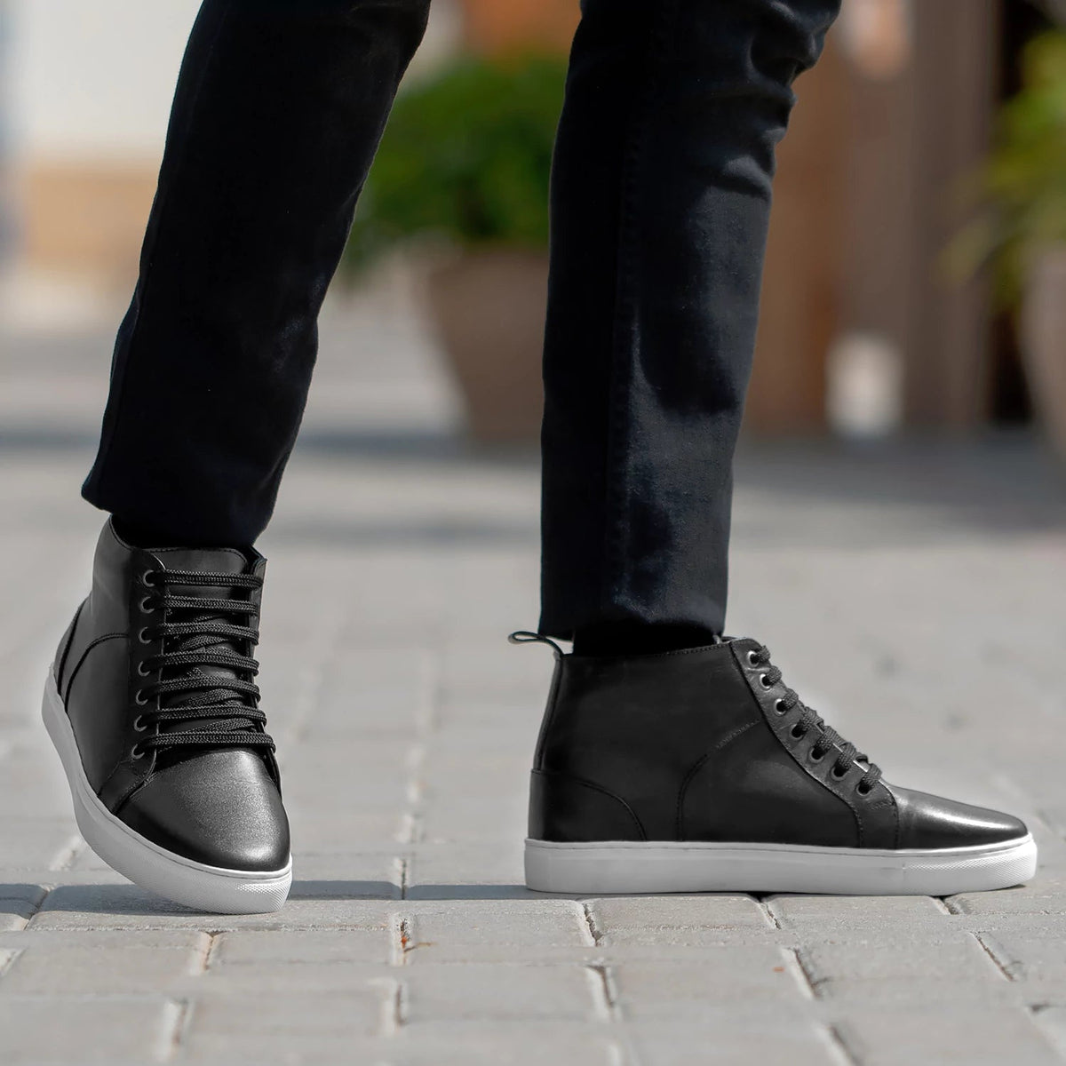 Orlaven Marty High Top Musta Nahkatennarit Miehille footwear image 9