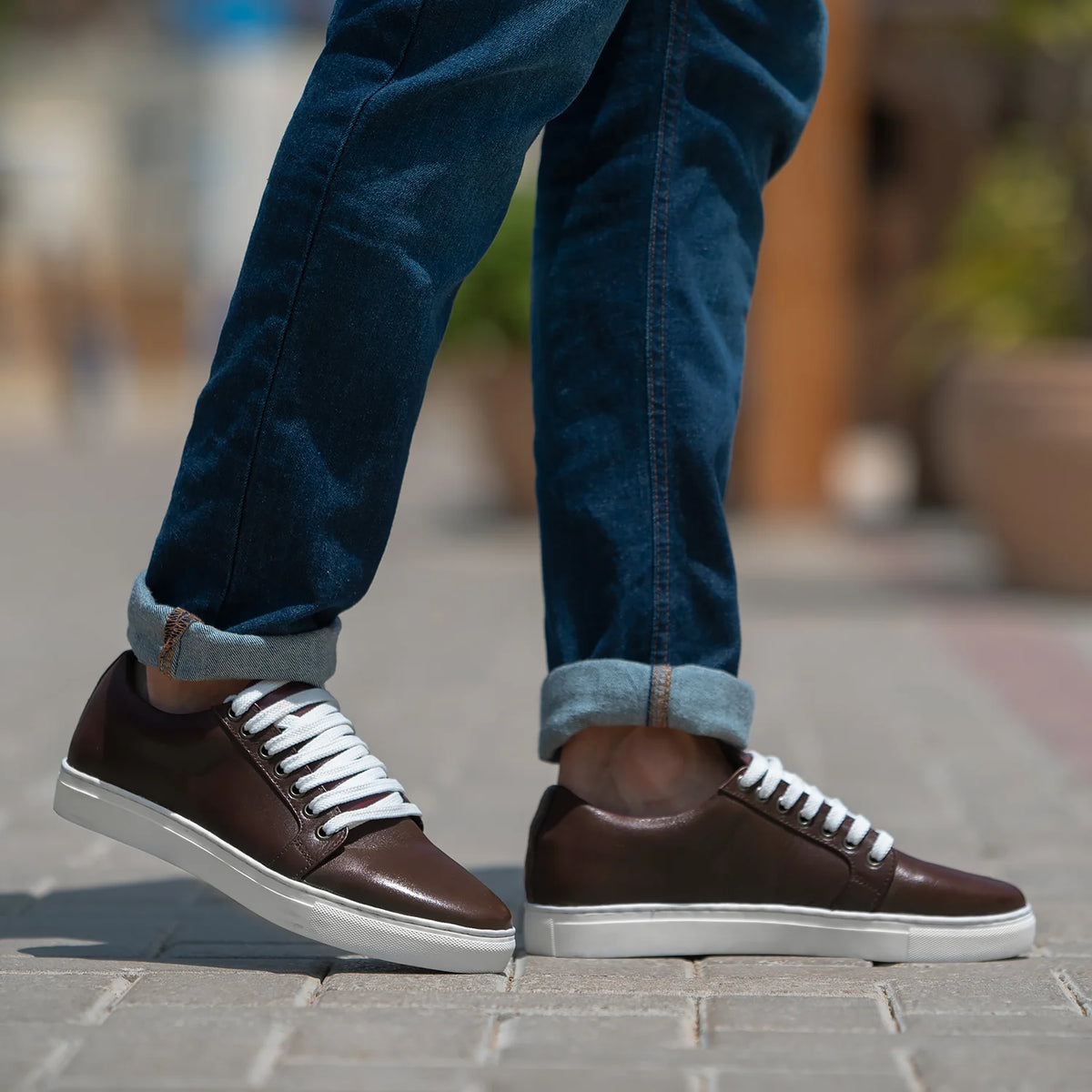 Maroon Full-Grain leather Sneakers - Goodyear welt -rakenne ja kärkiosa