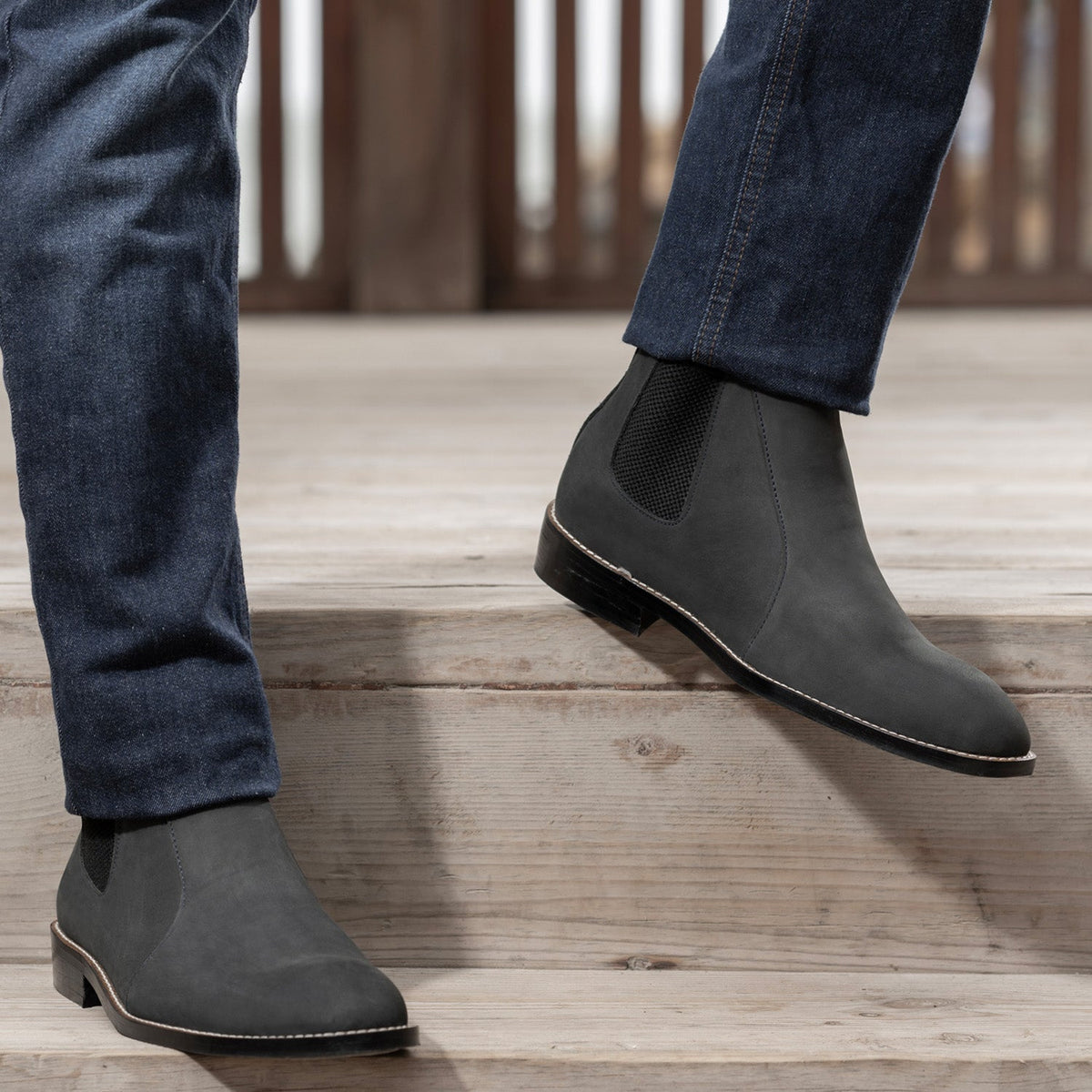 Orlaven Clarkson Chelsea Grey Nubuck Nahkasaappaat - StudGuard Miehille footwear image 9