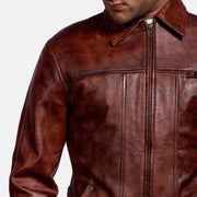 Men's Abstract Maroon Nahkatakki Miehille - Lateral Side Profile View Showing Sleeve Cut &amp; Athletic Taper Fit