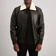 
Airin G-1 Ruskea & Cream Nahkainen Pommitakki Miehille in Brown Sheepskin Leather - Edestä ja räätälöity siluetti | Osta verkosta