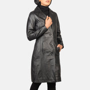 
Black Cowhide leather Coat - Takaa istuvilla olkapäillä ja siistillä helmalla
