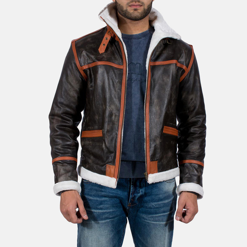 Alpine Ruskea Fur Nahkatakki Miehille
