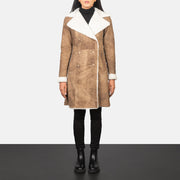 
Amie Distressed Brown Double Breasted Shearling Coat in Distressed Brown Sheepskin Snuffed - Edestä ja räätälöity siluetti | Osta verkosta