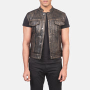 
Atlas Moto Distressed Ruskea Nahkaliivi Miehille in Distressed Brown Sheepskin Leather - Edestä ja räätälöity siluetti | Osta verkosta