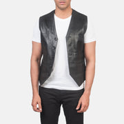 Men's Auden Musta Nahkaliivi Miehille in Black Cowhide Leather - Front Profile View &amp; Tailored Silhouette | Buy Online