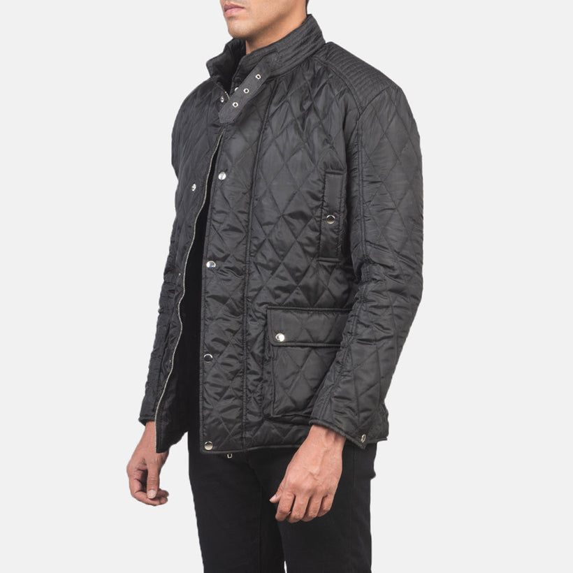 Barry Tepattu Musta Windbreaker Nahkatakki Miehille