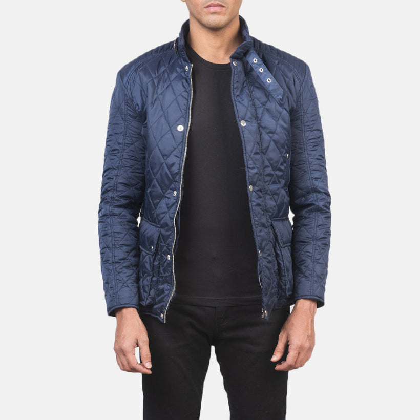 Barry Tepattu Sininen Windbreaker Nahkatakki Miehille