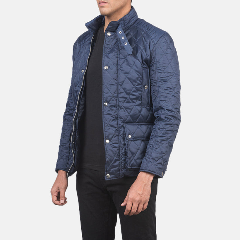 Barry Tepattu Sininen Windbreaker Nahkatakki Miehille