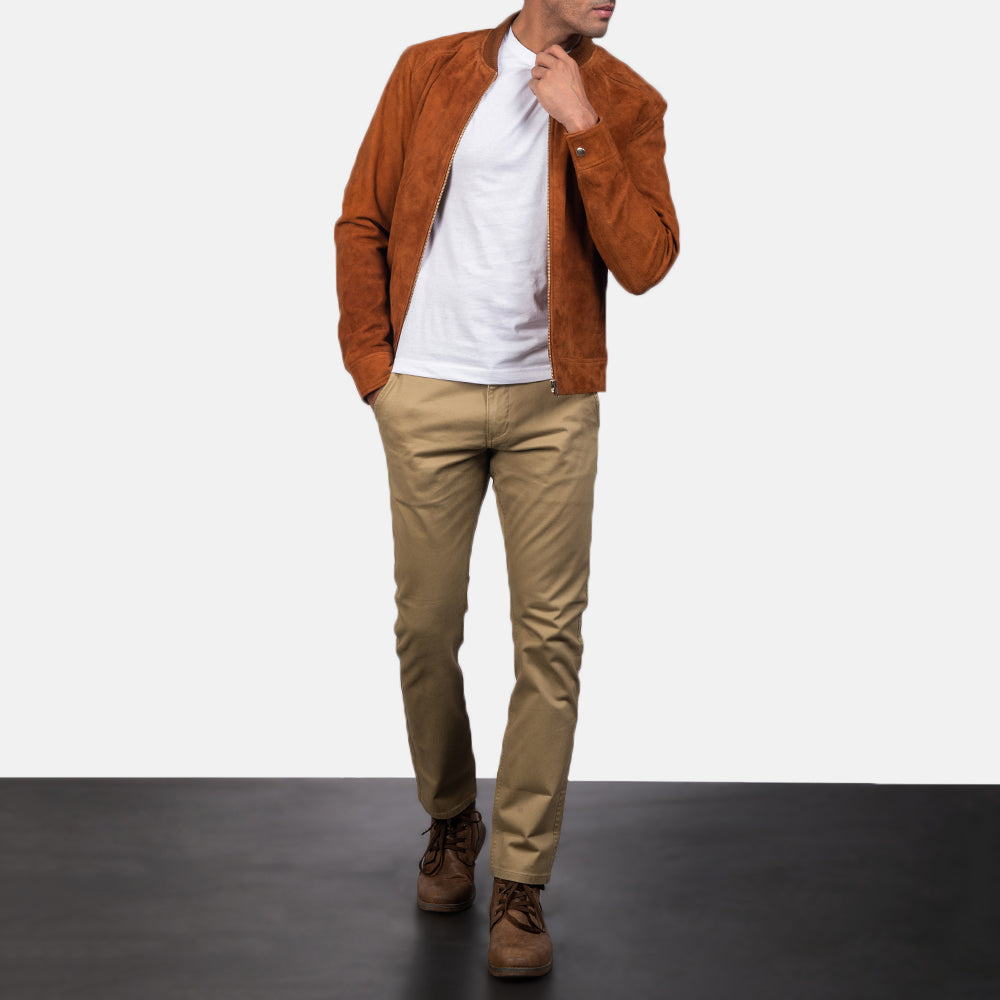 Blain Ruskea Nahkainen Pommitakki Miehille – alternate product view 4