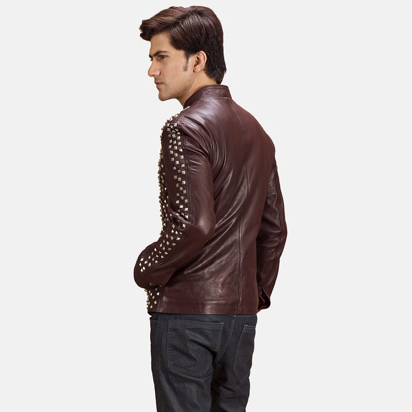 Blix Bono Maroon Nahkainen Biker-takki Miehille