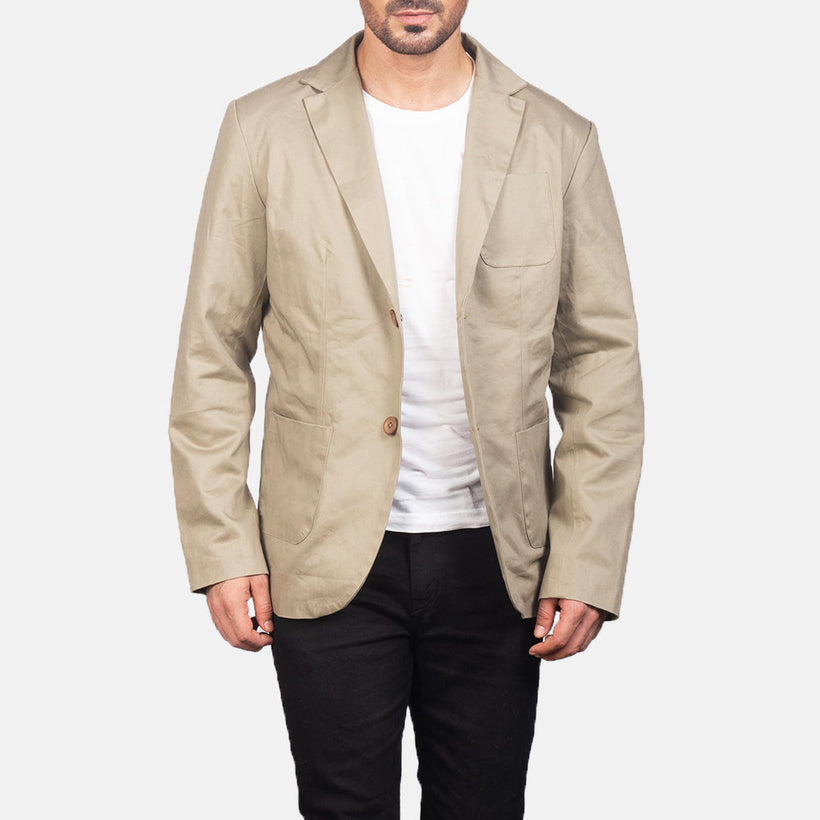 Borges Beige Nahkainen Bleiseri Miehille