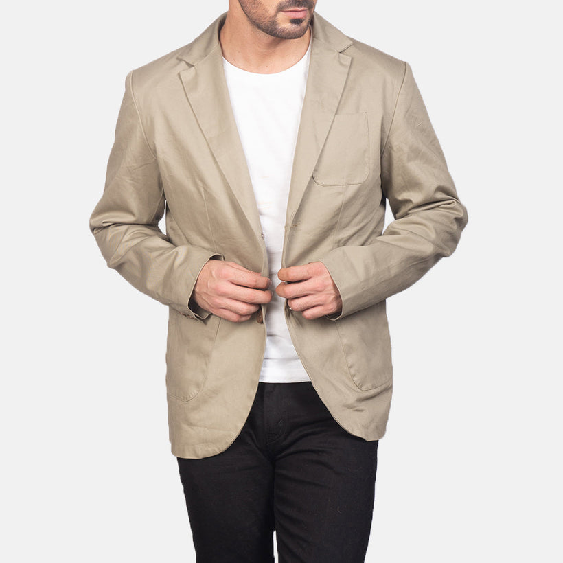 Borges Beige Nahkainen Bleiseri Miehille