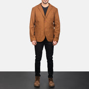 
Khaki Wool Blazer - Sivuprofiili ergonomisella hihanleikkauksella