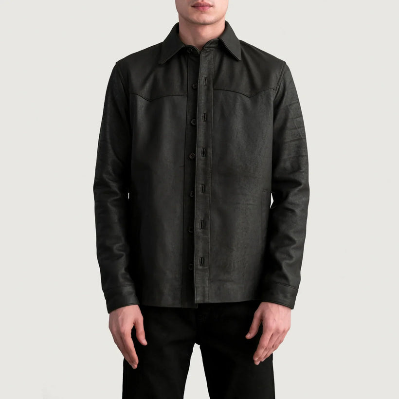 Bronco Tumbled Ruskea Leather Shirt Miehille