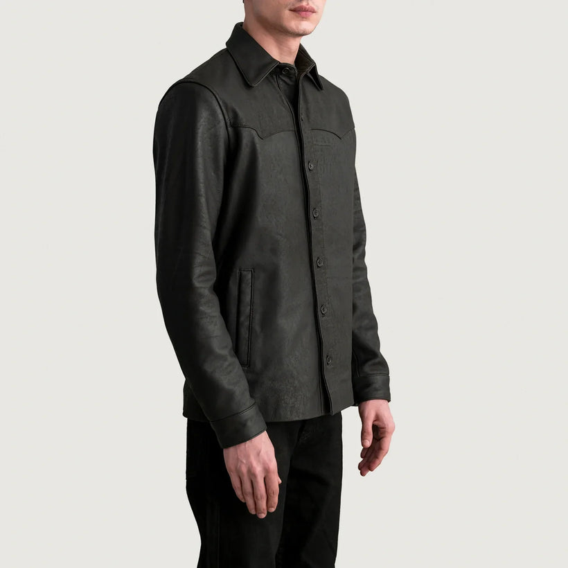 Bronco Tumbled Ruskea Leather Shirt Miehille